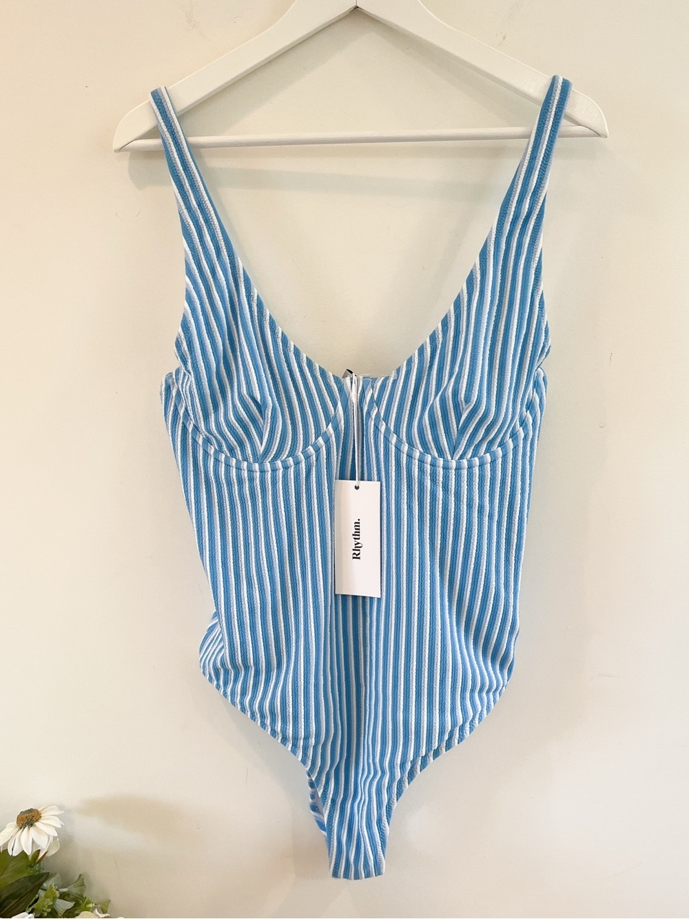 NWT Anthro Rhythm Sunbather Striped Underwire One Piece Swimsuit Size XXL Ocean - Picture 2 of 13